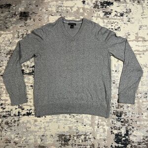 Banana Republic V Neck Sweater Men's Sz L Pima Cotton Cashmere Gray Long Sleeve